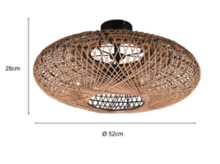 Große Deckenleuchte HEDDA Korbgeflecht aus Sisal, Ø 52cm