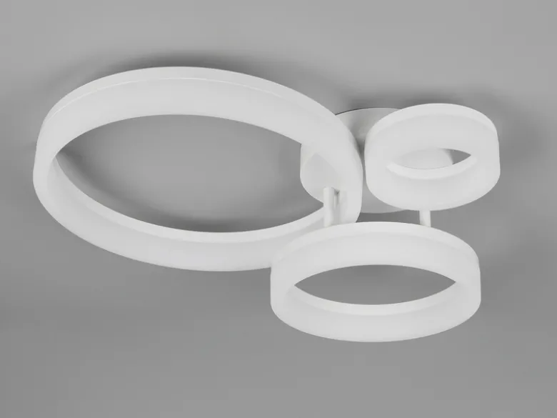 Große Deckenleuchte SCOPE mit drei LED Ringen in Weiß, Breite 51cm