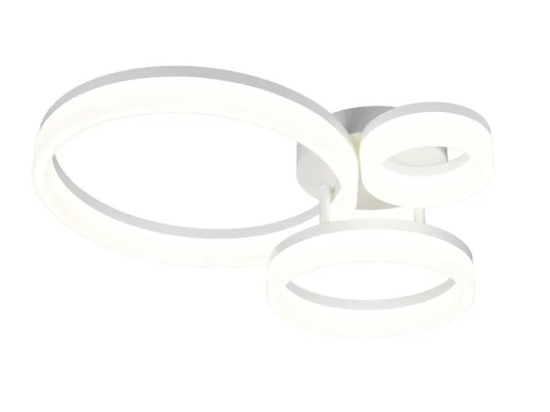 Große Deckenleuchte SCOPE mit drei LED Ringen in Weiß, Breite 51cm