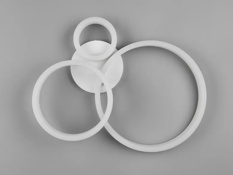 Große Deckenleuchte SCOPE mit drei LED Ringen in Weiß, Breite 51cm