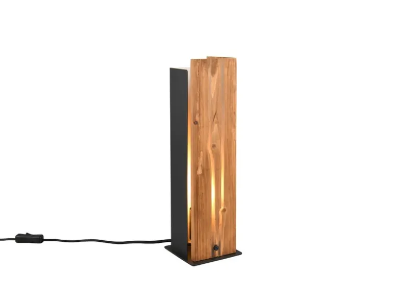 Große dimmbare LED Tischleuchte mit Naturholz, Höhe 40cm