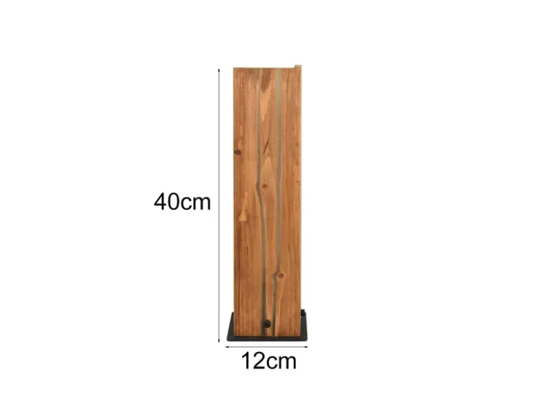 Große dimmbare LED Tischleuchte mit Naturholz, Höhe 40cm