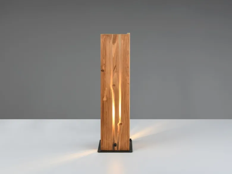 Große dimmbare LED Tischleuchte mit Naturholz, Höhe 40cm