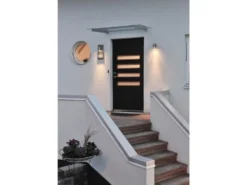 Große Hausnummernleuchte MODENA, Außenwandleuchte Downlight, Grau