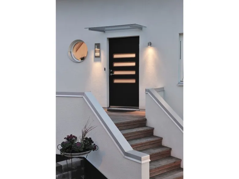 Große Hausnummernleuchte MODENA, Außenwandleuchte Downlight, Grau