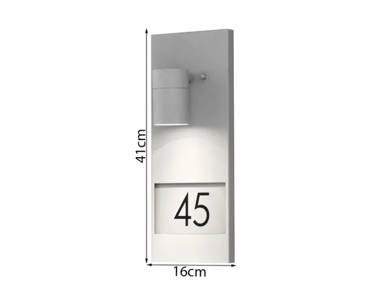 Große Hausnummernleuchte MODENA, Außenwandleuchte Downlight, Grau