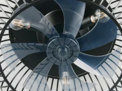 Große Industrial LED Deckenleuchte mit Ventilator & Fernbedienung Ø 61cm