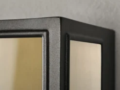 Große LED Außenwandlaterne Schwarz-Messing mit Klarglas, Höhe 40cm