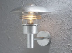 Große LED Außen Wandlaterne stehend, Stahl Silber, Höhe 29cm