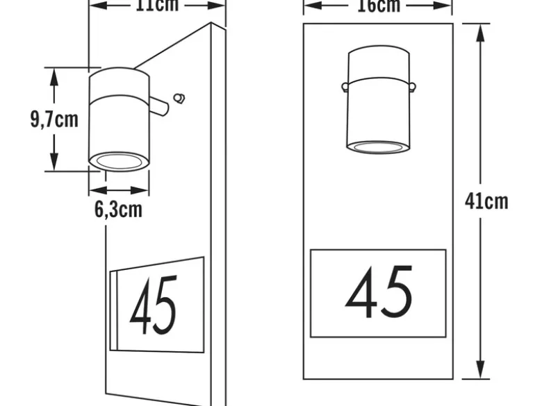 Große LED Außenwandleuchte / Hausnummernleuchte Downlight, Edelstahl