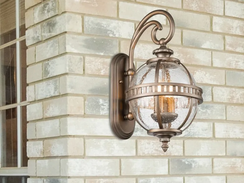 Große LED Außenwandleuchte im Jugendstil, Bronze Höhe 58cm