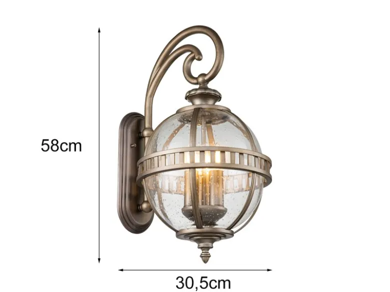 Große LED Außenwandleuchte im Jugendstil, Bronze Höhe 58cm