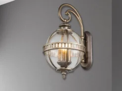 Große LED Außenwandleuchte im Jugendstil, Bronze Höhe 58cm