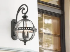 Große LED Außenwandleuchte im Jugendstil, Anthrazit Höhe 49cm