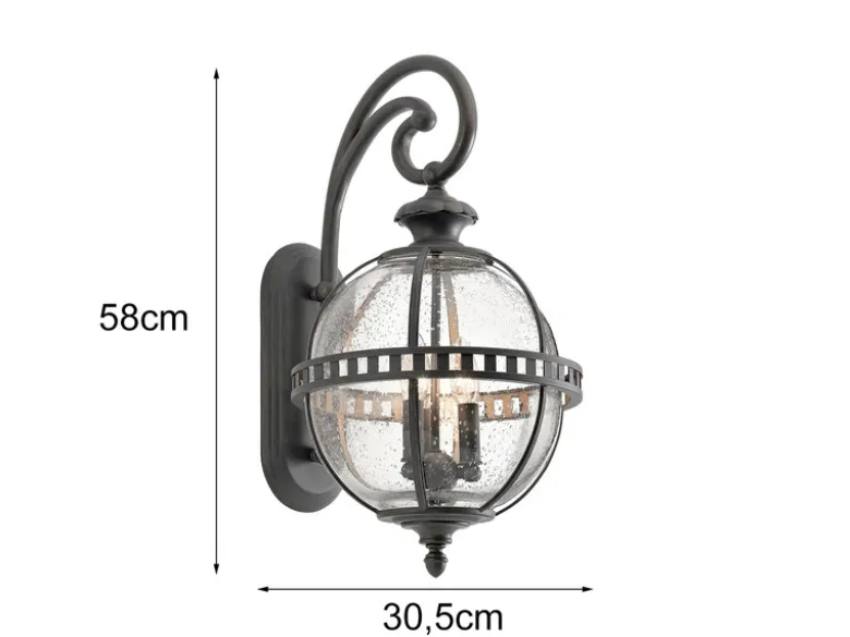 Große LED Außenwandleuchte im Jugendstil, Anthrazit Höhe 58cm