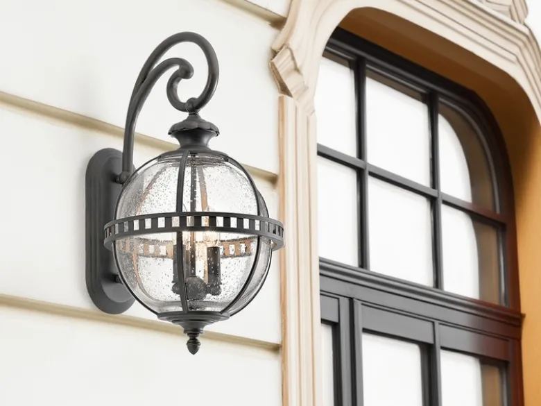 Große LED Außenwandleuchte im Jugendstil, Anthrazit Höhe 58cm