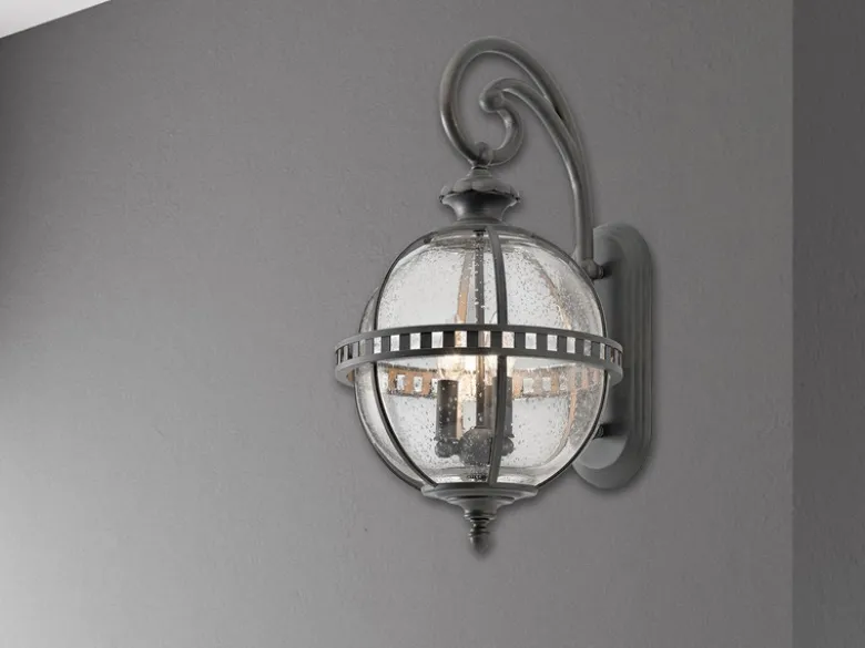 Große LED Außenwandleuchte im Jugendstil, Anthrazit Höhe 58cm
