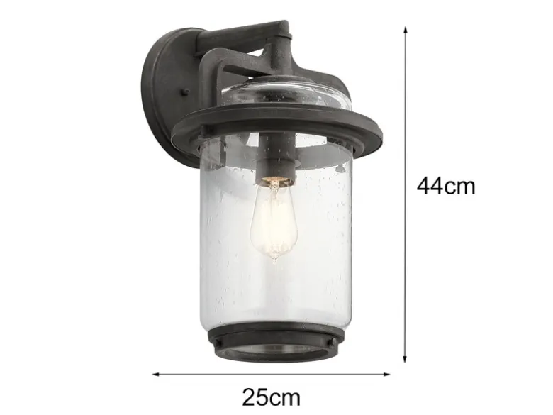 Große LED Außenwandleuchte im Vintage Industrial Style, Höhe 44cm