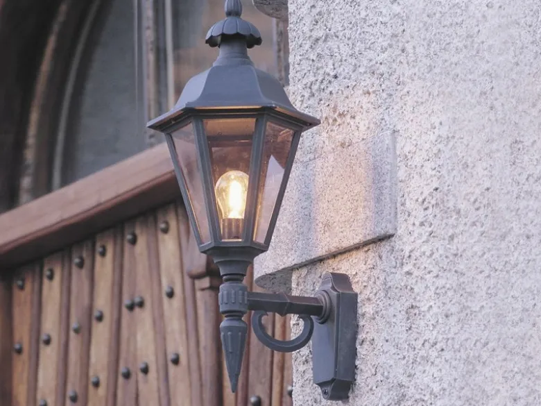 Große LED Außenwandleuchte Laterne stehend, Alu Schwarz, Höhe 61cm