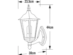 Große LED Außenwandleuchte Laterne stehend aus Aluminium Grün, Höhe 44cm