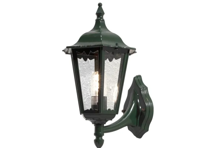 Große LED Außenwandleuchte Laterne stehend aus Aluminium Grün, Höhe 44cm