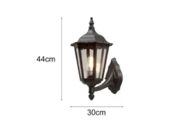 Große LED Außenwandleuchte Laterne stehend aus Aluminium Schwarz, Höhe 44cm