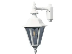 Große LED Außenwandleuchte Laterne hängend, Alu Weiß, Höhe 54cm