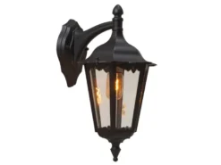 Große LED Außenwandleuchte Laterne hängend aus Aluminium Schwarz, Höhe 45cm
