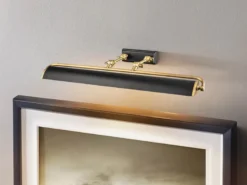 Große LED Bilderleuchte in Schwarz-Altmessing, verstellbar, Breite 70cm