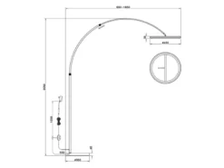 Große LED Bogenlampe AMADOR dimmbar aus Metall Silber, Höhe 205cm