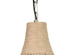 Große LED Boho Pendelleuchte 1-flammig mit Lampenschirm aus Jute, Ø 54cm