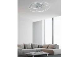 Große LED Deckenlampe GALE hell, dimmbar über Schalter, Schwarz, Breite 80cm