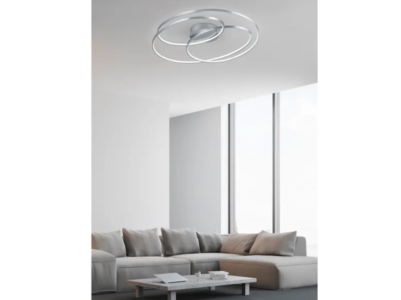 Große LED Deckenlampe GALE hell, dimmbar über Schalter, Schwarz, Breite 80cm