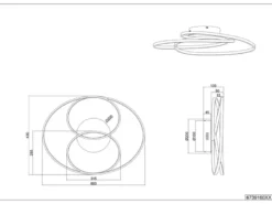 Große LED Deckenlampe GALE Schwarz, dimmbar über Schalter, Breite 60cm
