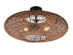 Große LED Deckenleuchte 2 flammig Korbgeflecht aus Sisal, Ø 52cm