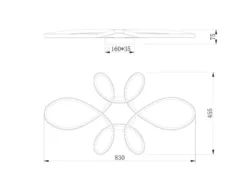 Große LED Deckenleuchte FLY geschwungen Schwarz, Breite 83cm