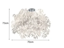 Große LED Deckenleuchte mit Blätter Lampenschirm Weiß Ø 70cm