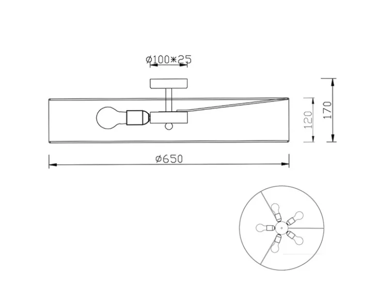 Große LED Deckenleuchte mit Stoffschirm in Weiß Ø 65cm