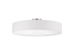 Große LED Deckenleuchte mit Stoffschirm in Weiß Ø 65cm