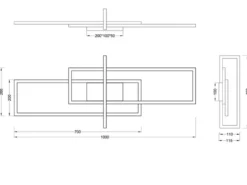 Große LED Deckenleuchte SALINAS mit Switch Dimmer Weiß matt, Breite 100cm