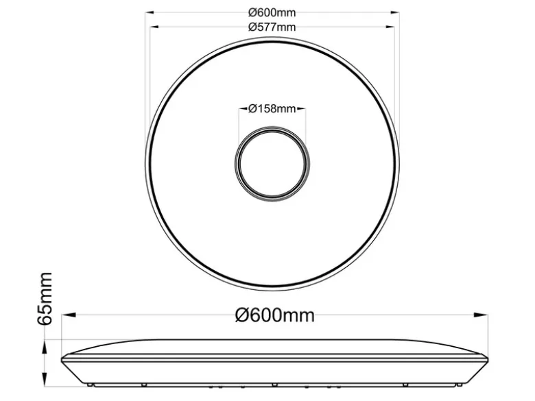 Große LED Deckenleuchte TOKYO flach mit Fernbedienung dimmbar, Ø60cm
