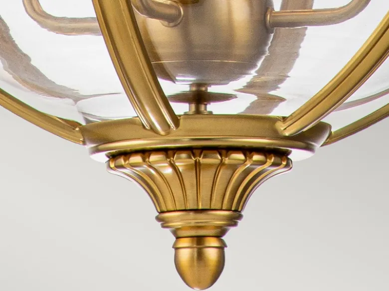 Große LED Jugendstil Pendelleuchte aus massivem Stahl in Messing, Ø 50cm