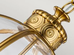 Große LED Jugendstil Pendelleuchte aus massivem Stahl in Messing, Ø 50cm