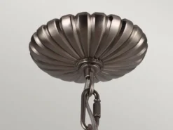 Große LED Jugendstil Pendelleuchte aus massivem Stahl in Silber Antik, Ø 50cm