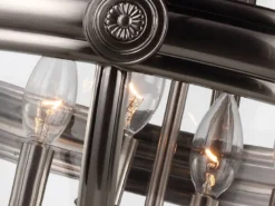 Große LED Jugendstil Pendelleuchte aus massivem Stahl in Silber Antik, Ø 50cm