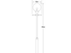 Große LED Mastleuchte Aluminium Schwarz mit Glaskugel, Höhe 240cm