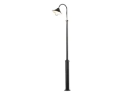 Große LED Mastleuchte aus Aluminium Schwarz, Höhe 240cm