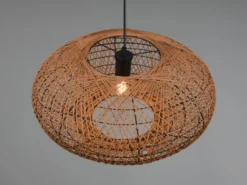 Große LED Pendelleuchte 1-flammig Korbgeflecht aus Sisal, Ø 52cm