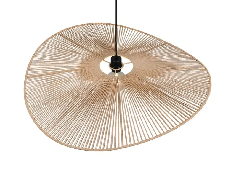 Große LED Pendelleuchte geflochten aus Papiergarn, Lampenschirm Ø 78cm