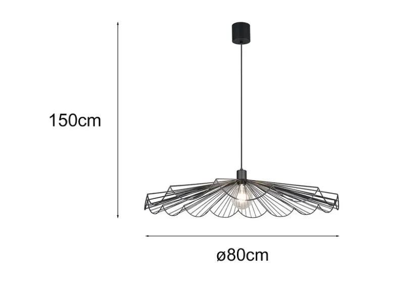 Große LED Pendelleuchte mit gefächertem Metall Gitterschirm Ø 80cm